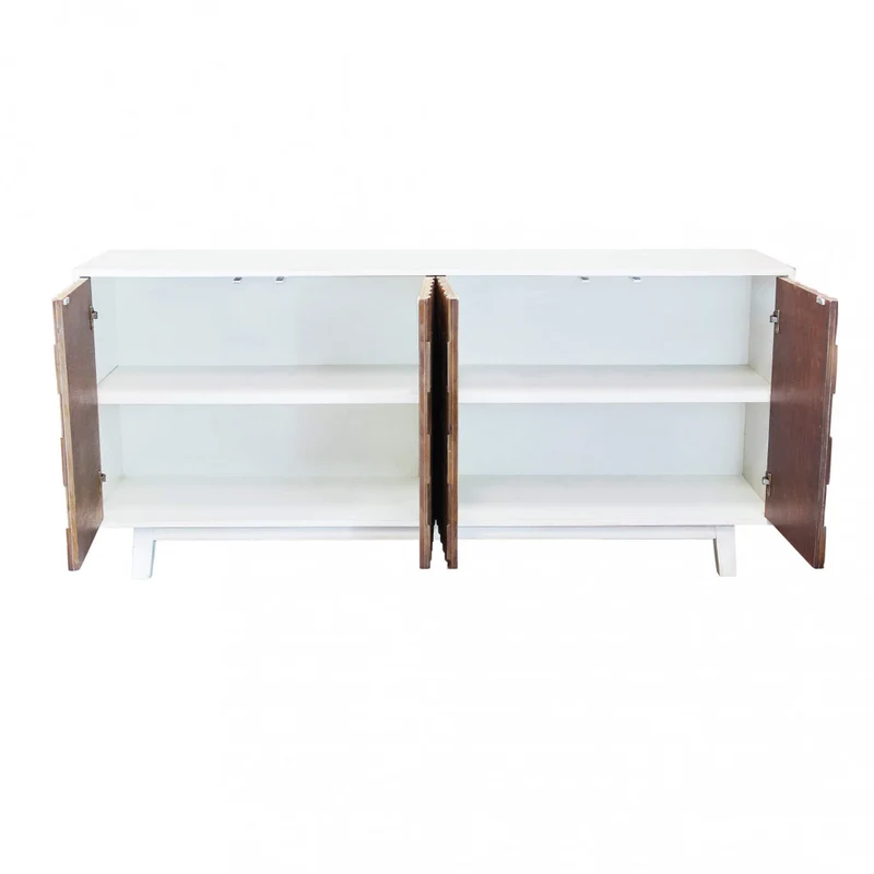 Mobile "Antwan" con 4 ante con decoro color naturale, 180 x 45 x 80 h cm