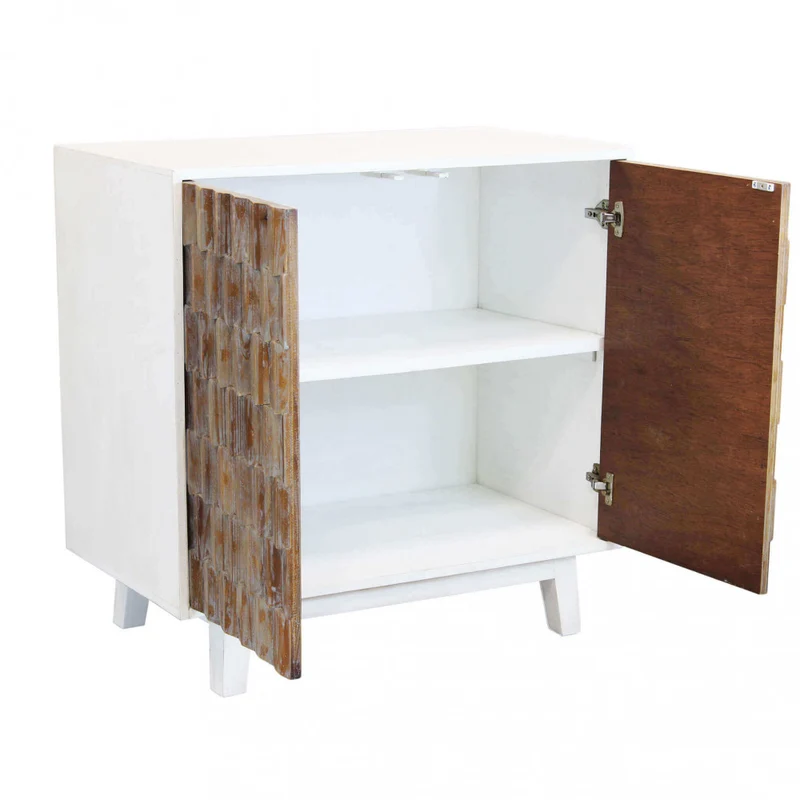 Mobile "Angus" con 2 ante con decoro color naturale, 90 x 50 x 89 h cm