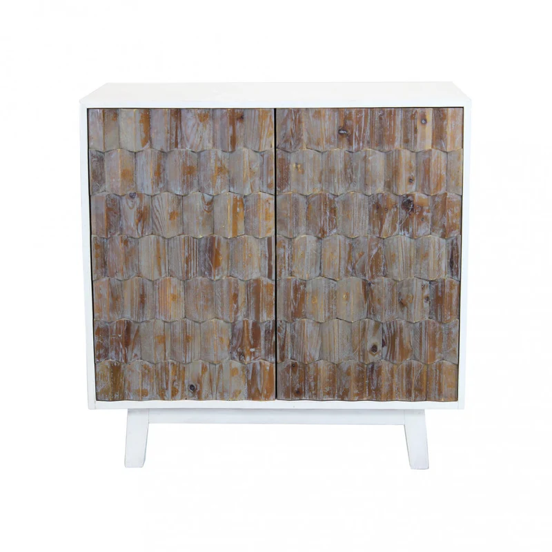 Mobile "Angus" con 2 ante con decoro color naturale, 90 x 50 x 89 h cm