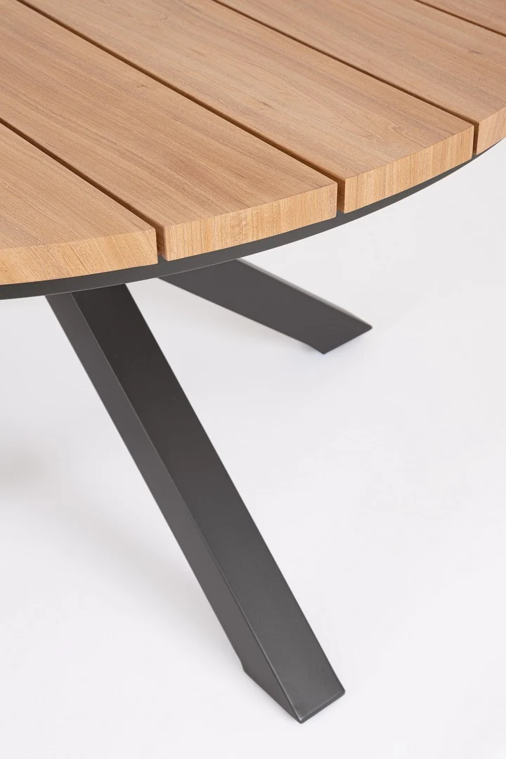 Tavolo "Zelmar" struttura in alluminio verniciato a polvere piano effetto legno per arredo casa