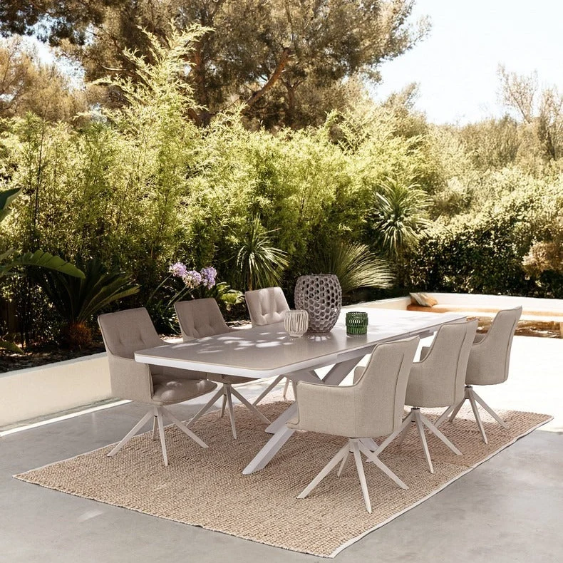 Tavolo "Pascal" allungabile struttura in alluminio Bianco piano in pietra 200-260 x h 76 cm