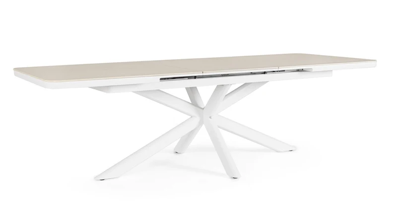 Tavolo "Pascal" allungabile struttura in alluminio Bianco piano in pietra 200-260 x h 76 cm