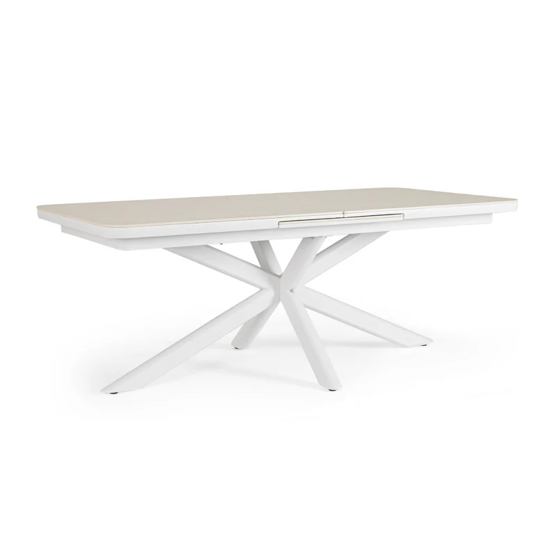 Tavolo "Pascal" allungabile struttura in alluminio Bianco piano in pietra 200-260 x h 76 cm