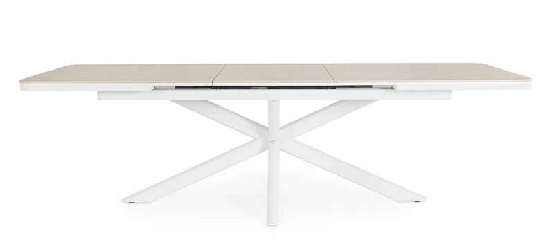 Tavolo "Pascal" allungabile struttura in alluminio Bianco piano in pietra 200-260 x h 76 cm