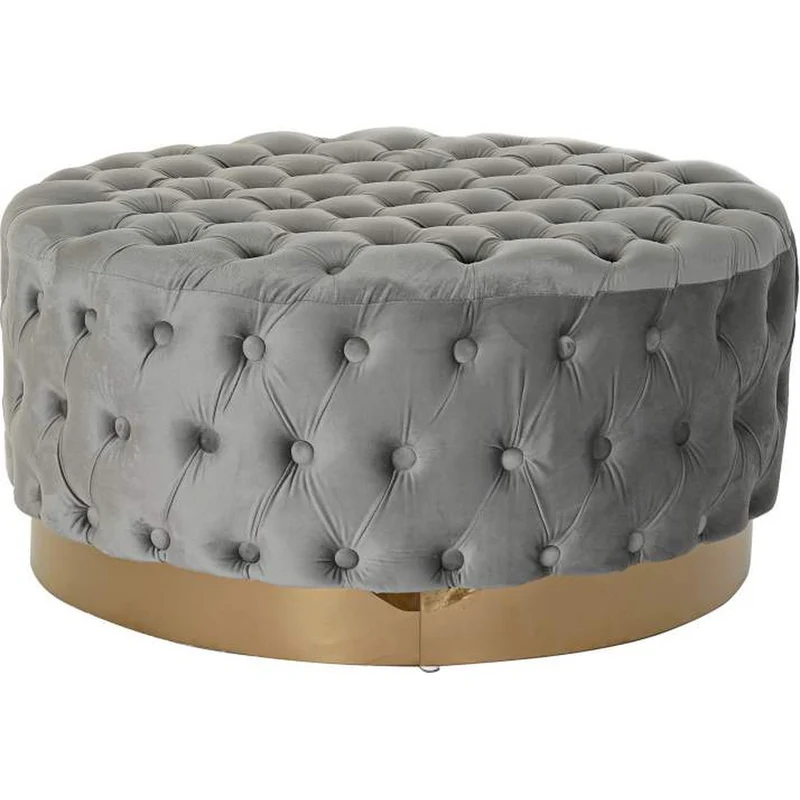 Pouff rotondo glam grigio