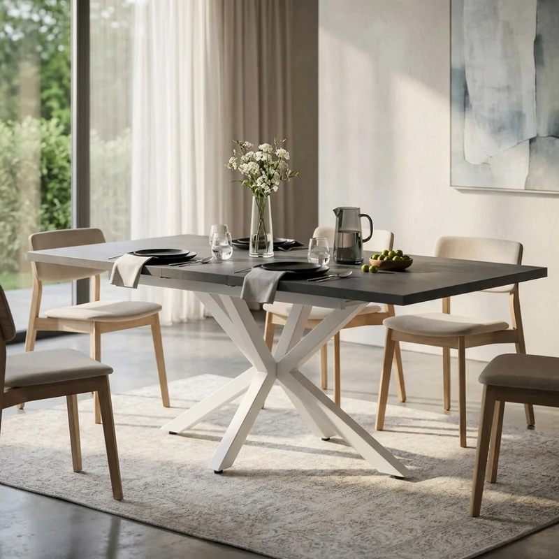 Tavolo Allungabile Garfield con Struttura a Croce in Melaminico