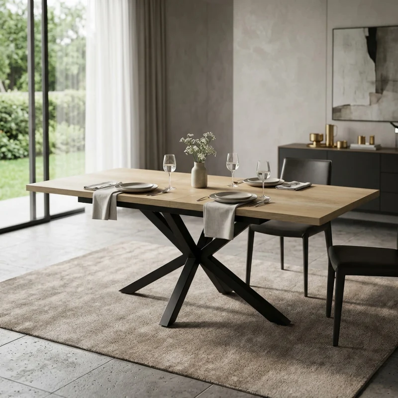 Tavolo da Pranzo Garfield Allungabile con Venature in Melaminico Premium