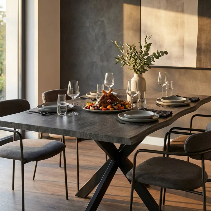 Tavolo da Pranzo Floyd Effetto Legno Antracite