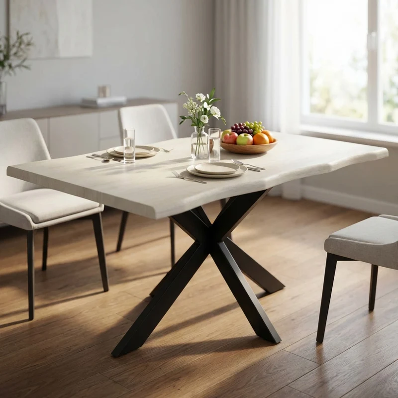 Tavolo da Pranzo Floyd con Piano in Melaminico Effetto Legno