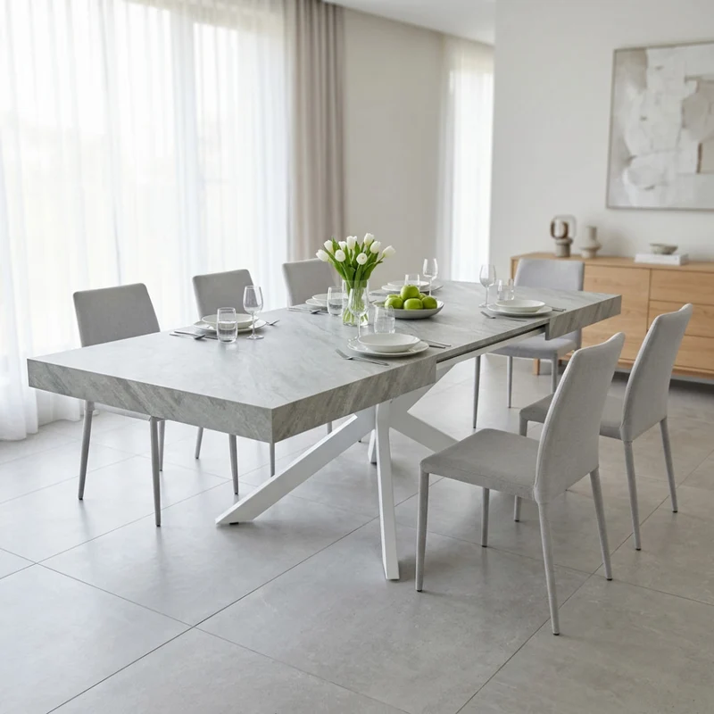 Tavolo da Pranzo Darren con Superficie Effetto Pietra