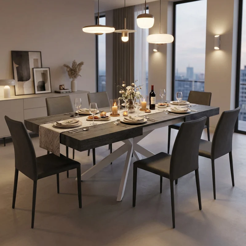 Tavolo da Pranzo Allungabile Darren in Melaminico Effetto Legno
