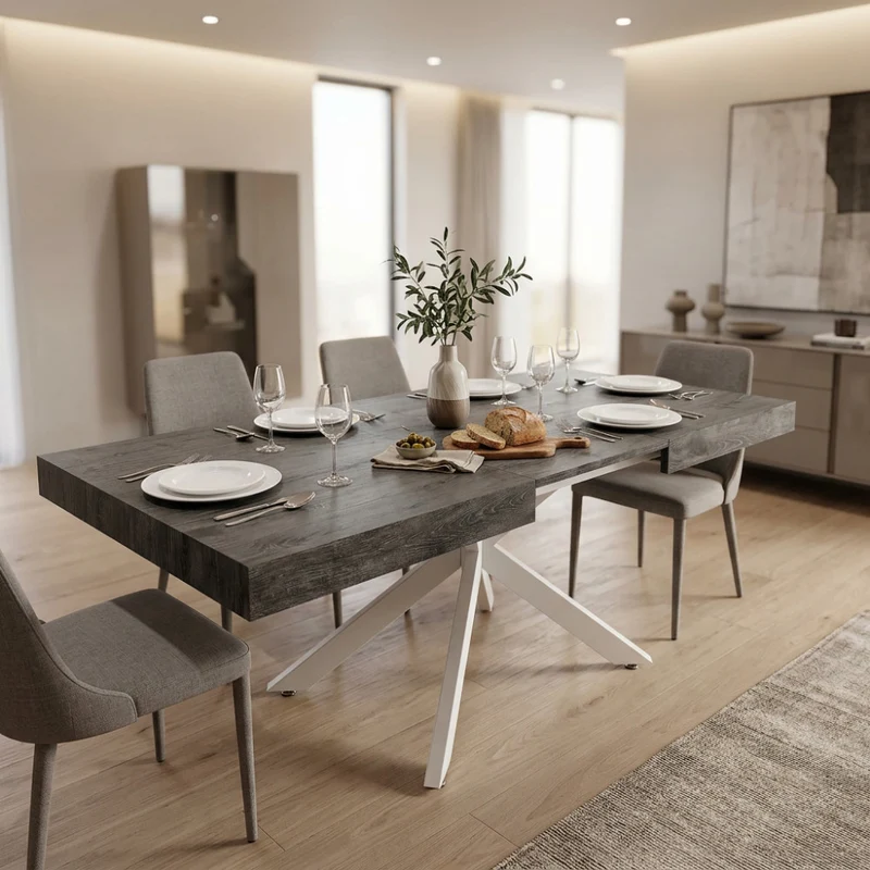 Tavolo da Pranzo Allungabile Darren in Melaminico Effetto Legno