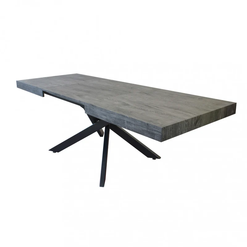 TAVOLO ALLUNGABILE DARREN ANTRACITE EFFETTO LEGNO STRUTTURA NERA 160/240 X 90