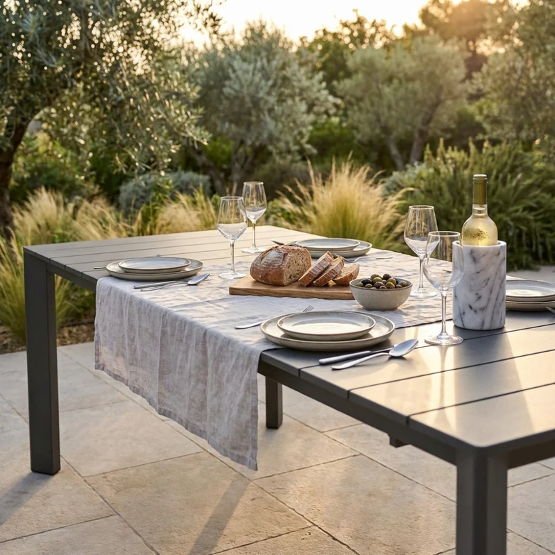 Tavolo da Giardino Sacramento in Alluminio Taupe Allungabile