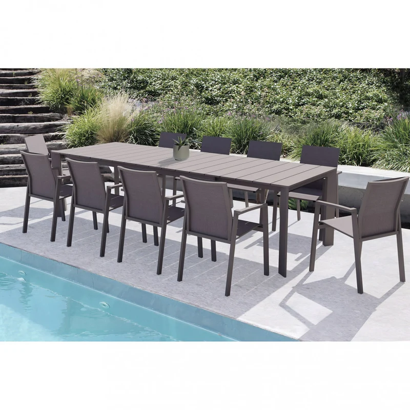 Tavolo da Giardino Sacramento in Alluminio Taupe Allungabile