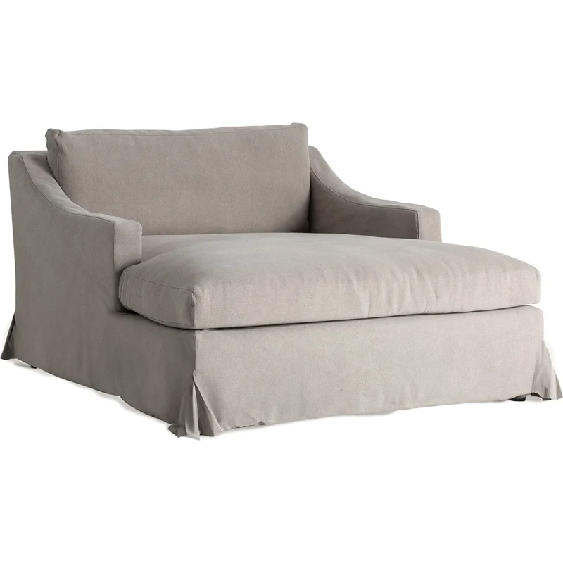 Sofà Chaise Longue di Lusso Chic in Lino Grigio