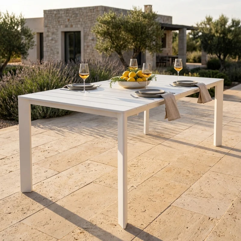 Tavolo da Giardino Sacramento in Alluminio Bianco
