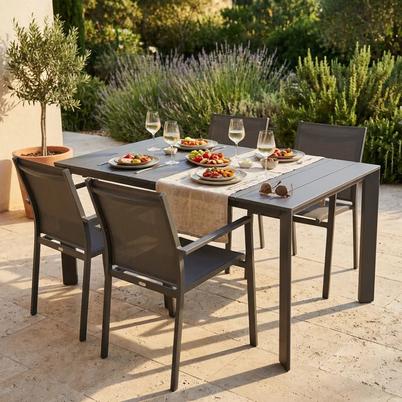 Tavolo da Giardino Sacramento in Alluminio Taupe