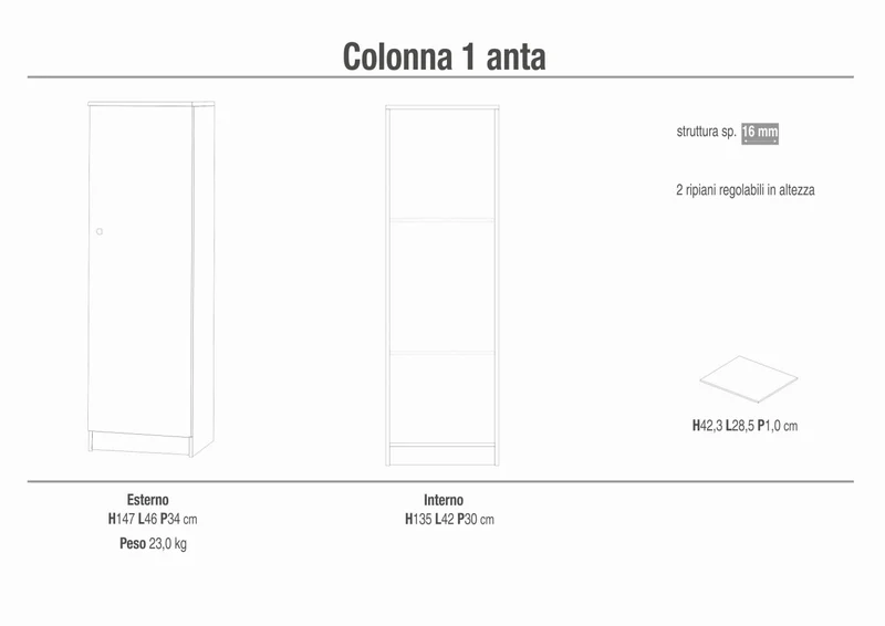 Colonna Portaoggetti 1 Anta - Kit Eucalipto: Organizzazione e Stile Essenziale by Albert