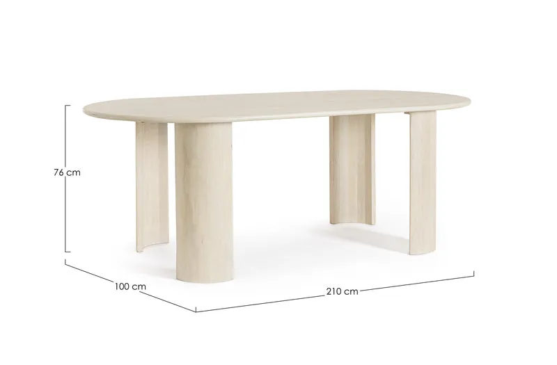 Tavolo ovale "Orlando" in legno verniciato per sala da pranzo, da 210 x 100 cm