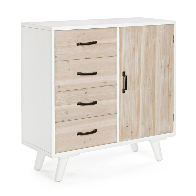 Credenza "Norsborg" struttura in legno di abete con cassetti e maniglie in ferro
