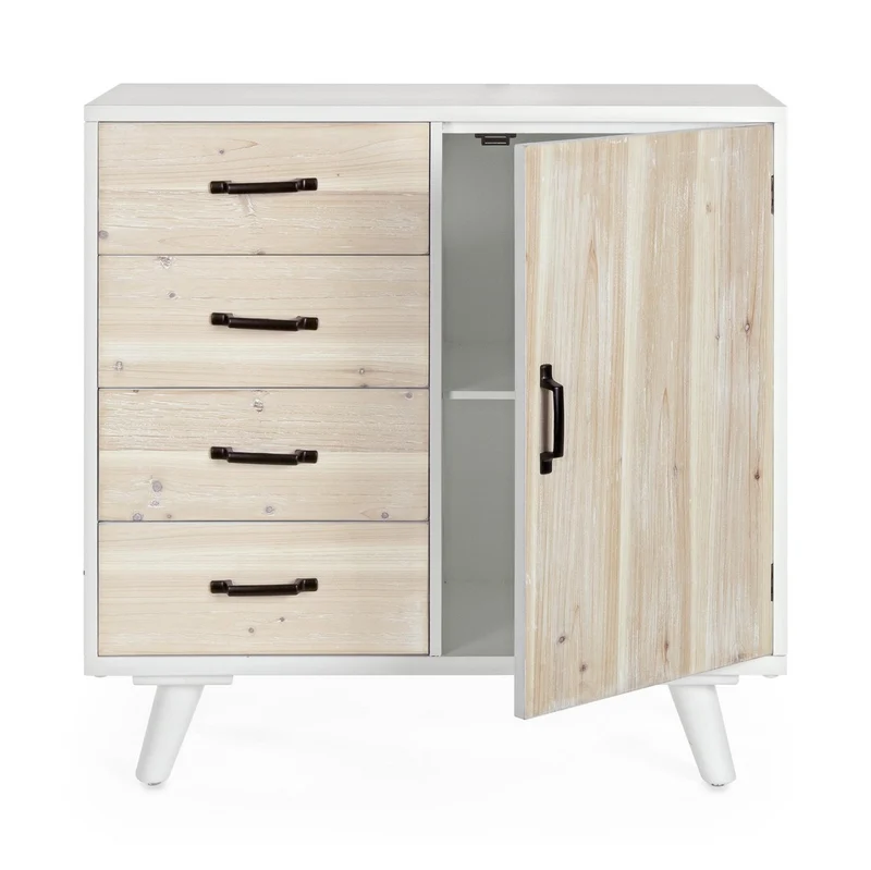 Credenza "Norsborg" struttura in legno di abete con cassetti e maniglie in ferro