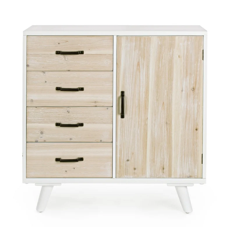 Credenza "Norsborg" struttura in legno di abete con cassetti e maniglie in ferro
