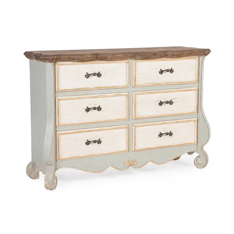 Cassettiera "Madeleine" struttura in legno di abete, cassetti e retro in legno MDF