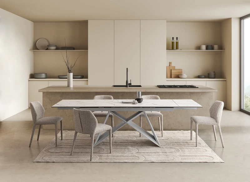 Tavolo "Aliisa" allungabile in acciaio per sala da pranzo, da 180 /260 x 90 cm