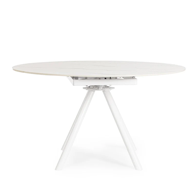 Tavolo "Rauni" allungabile in acciaio per sala da pranzo, da Ø 87/135 cm