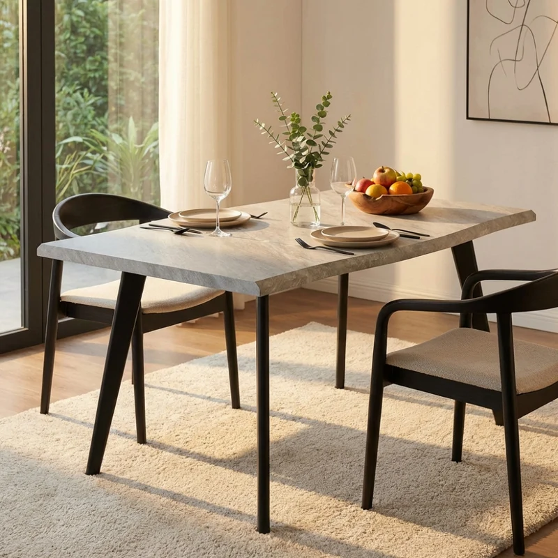 Tavolo da Pranzo Dalbert in Melaminico Effetto Pietra
