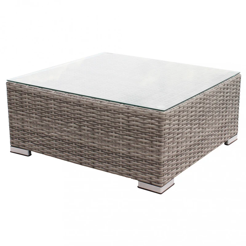 Tavolino Esterno Copacabana Grigio in Wicker e Alluminio