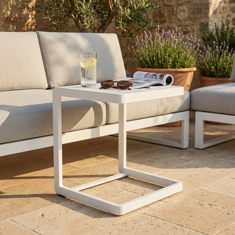 Tavolino da Giardino Alimos in Alluminio Bianco