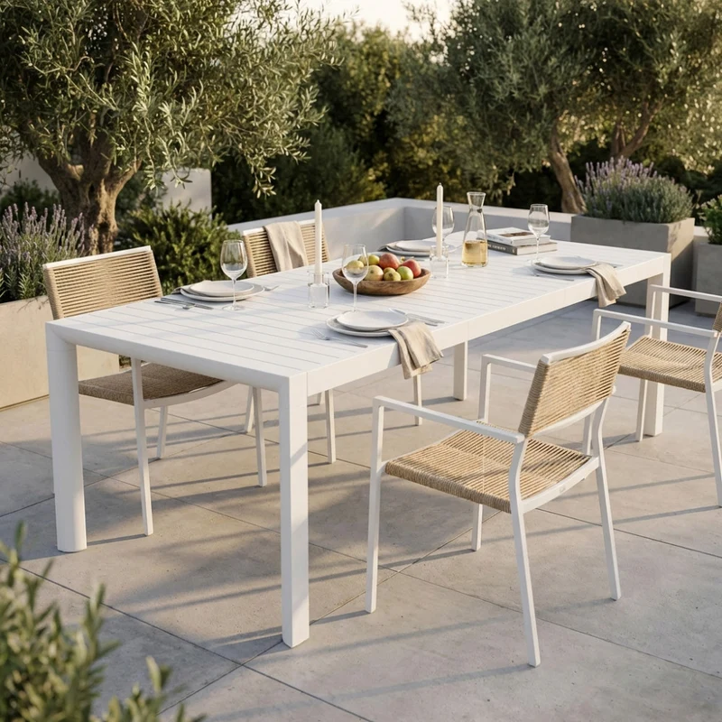 Tavolo da Giardino Houston in Alluminio Bianco