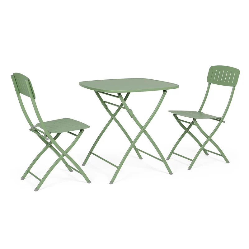 Set tavolo con 2 sedie "Bistrot" in acciaio verniciato per esterno