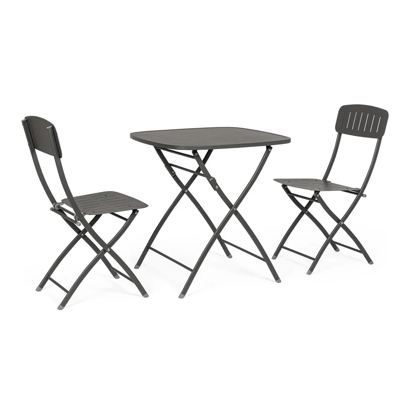 Set tavolo con 2 sedie "Bistrot" in acciaio verniciato per esterno