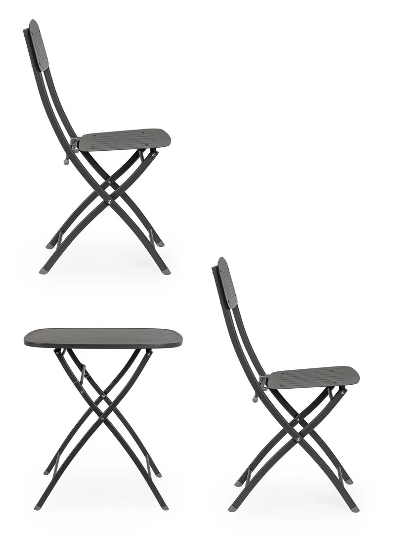 Set tavolo con 2 sedie "Bistrot" in acciaio verniciato per esterno