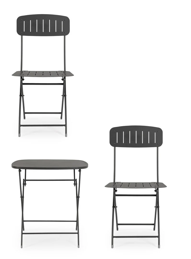 Set tavolo con 2 sedie "Bistrot" in acciaio verniciato per esterno
