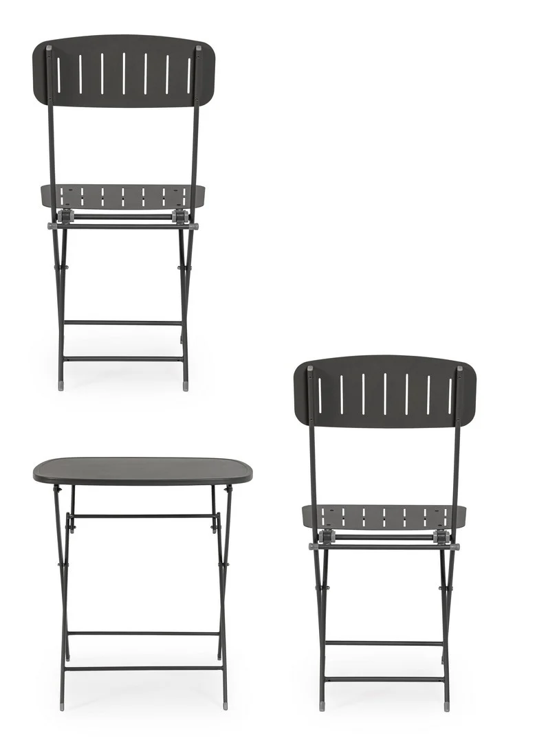 Set tavolo con 2 sedie "Bistrot" in acciaio verniciato per esterno