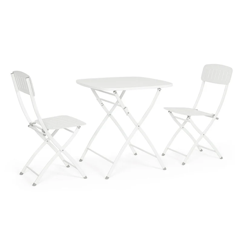 Set tavolo con 2 sedie "Bistrot" in acciaio verniciato per esterno