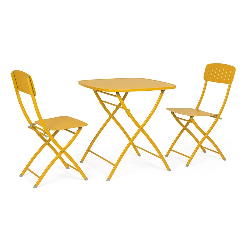 Set tavolo con 2 sedie "Bistrot" in acciaio verniciato per esterno