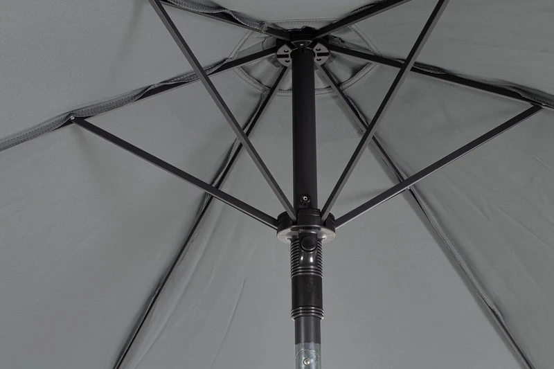 Set tavolo "Pompei" con sedie e ombrellone, in alluminio verniciato antracite, per esterno