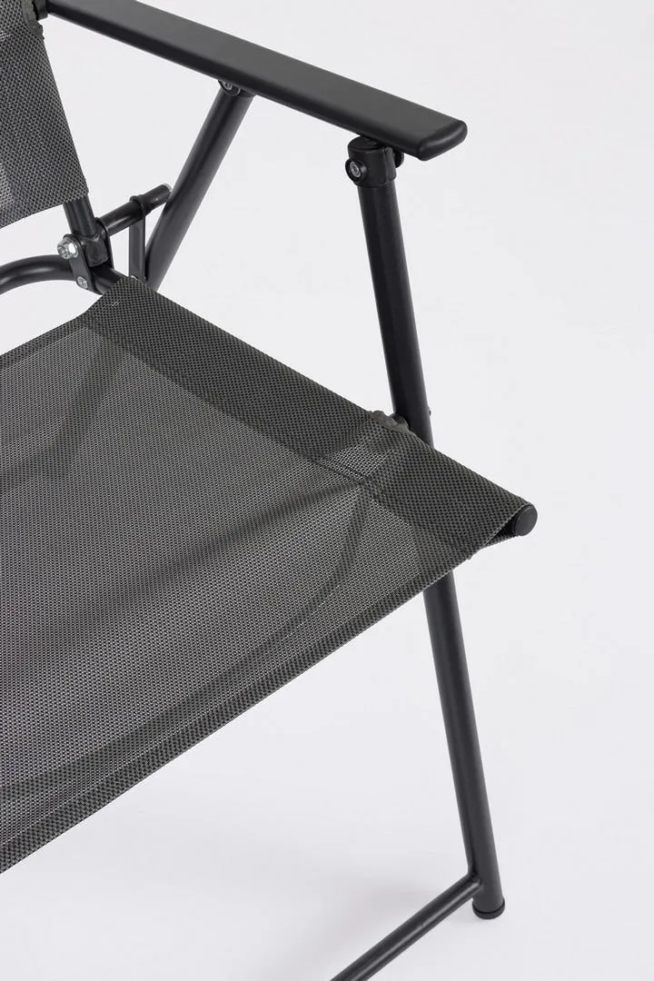 Set tavolo "Pompei" con sedie e ombrellone, in alluminio verniciato antracite, per esterno
