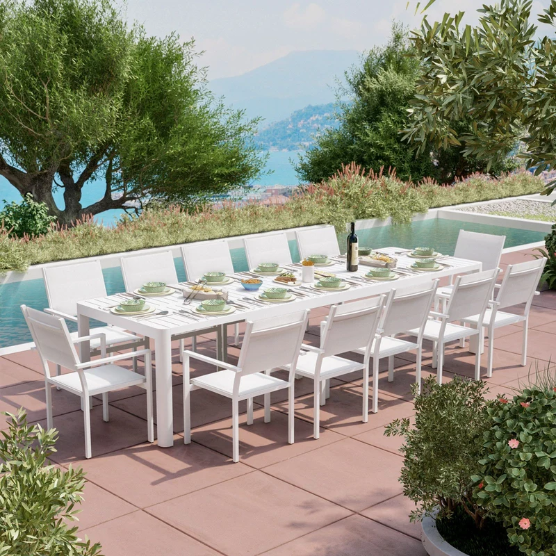 Tavolo allungabile "Kiplin" struttura in alluminio Bianco 200/260/320 cm da esterno