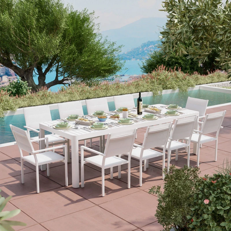 Tavolo allungabile "Kiplin" struttura in alluminio Bianco 200/260/320 cm da esterno