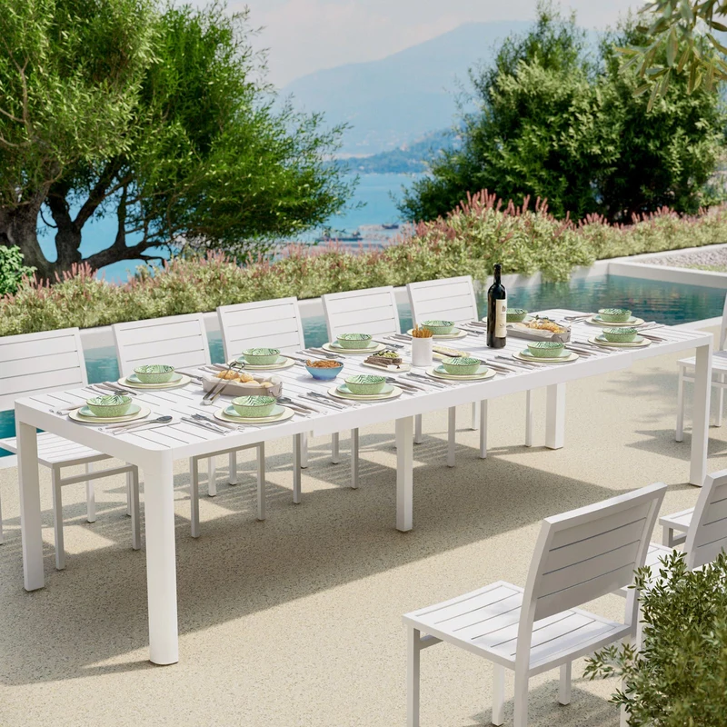 Tavolo allungabile "Kiplin" struttura in alluminio Bianco 200/260/320 cm da esterno