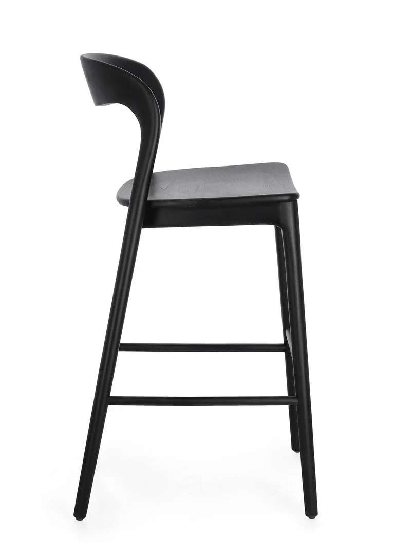 Sgabello "Miley" da bar struttura in legno teak finitura naturale per interni