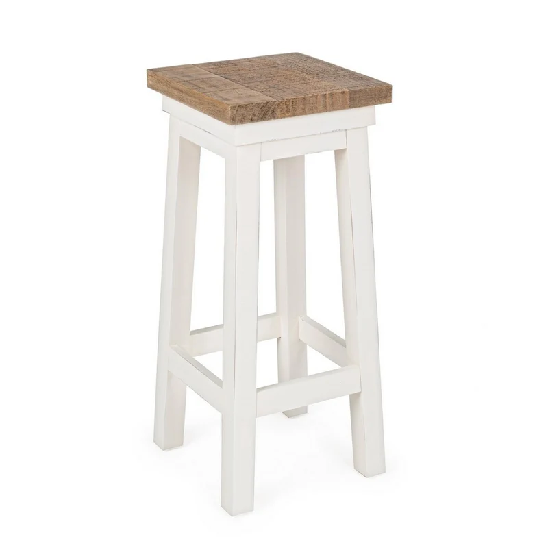 Sgabello "Elvia" struttura in legno MDF con piano in legno di pino per interni