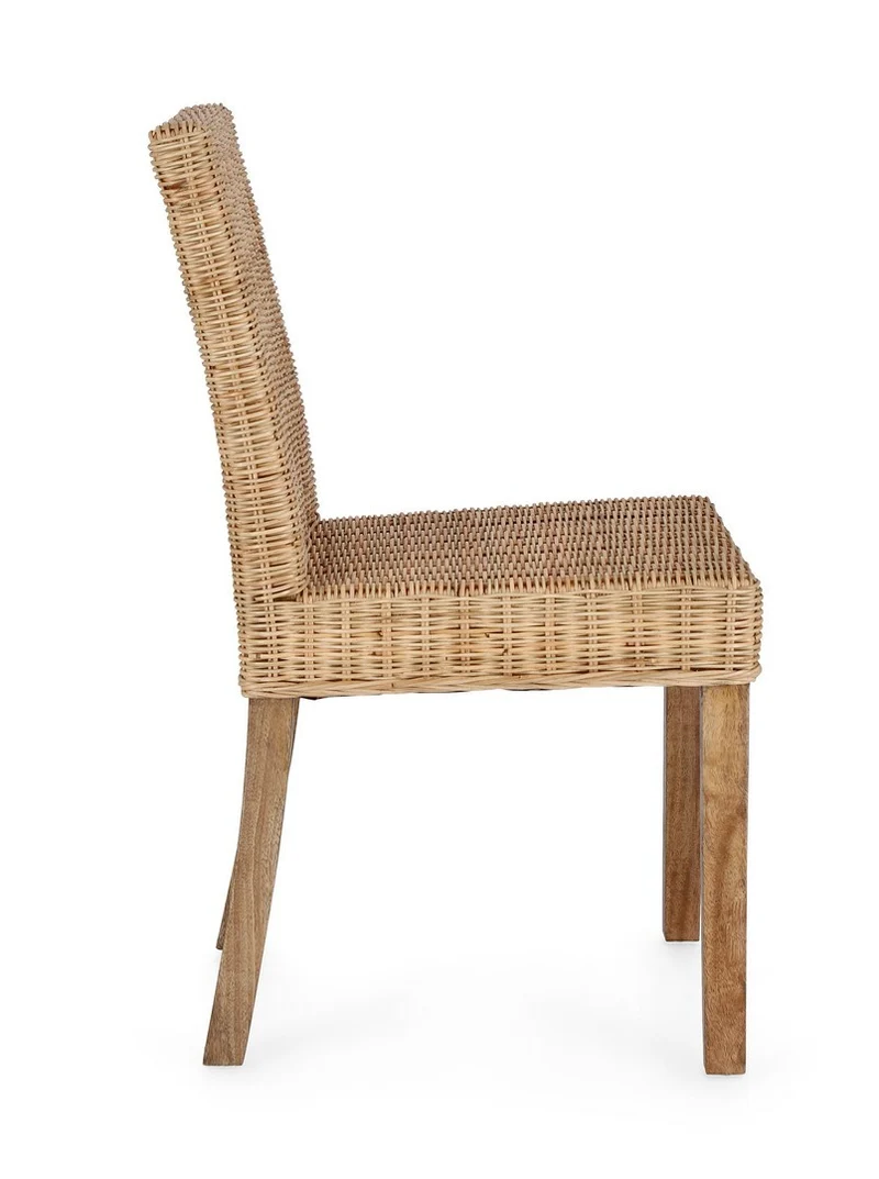 Sedia "Analuz" struttura in legno di mango con intreccio in rattan da interno