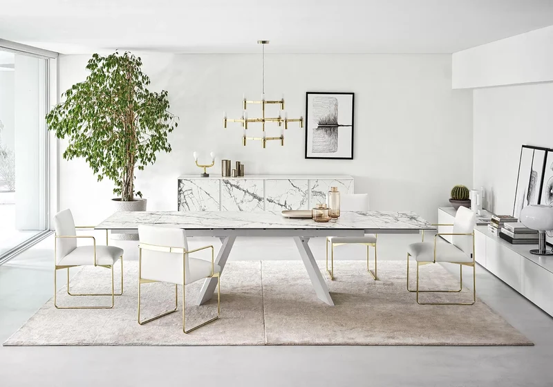 Tavolo "Reeta" allungabile in acciaio per sala da pranzo, da 120/180 x 90 cm